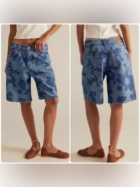 NEW Size 29 Free People We The Free Montana Floral Printed Bermuda Denim Shorts